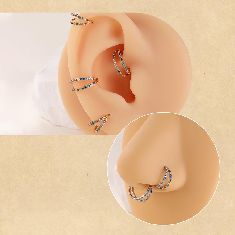 FUNLMO Store 316L Surgical Steel Nose Hoop Septum Conch Piercing Jewelry Cartilage Daith Helix Tragus Rook Lobe Earring Triple/Double Nose Lip Ring 20G 18G 16G - Image 5
